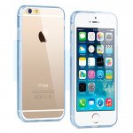 Wholesale Apple iPhone 6 Plus 5.5 Crystal Clear Gummy Hybrid Case (Blue)